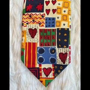 Yves Saint Laurent vintage mens tie. Graphic Square heart design